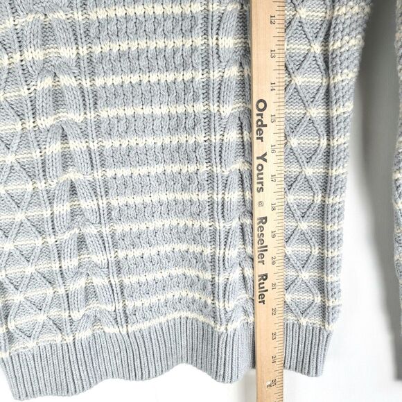 Vineyard Vines Womens Size XS Sweater Cable Knit Pullover Gray Ivory Striped EUC - Picture 2 of 9